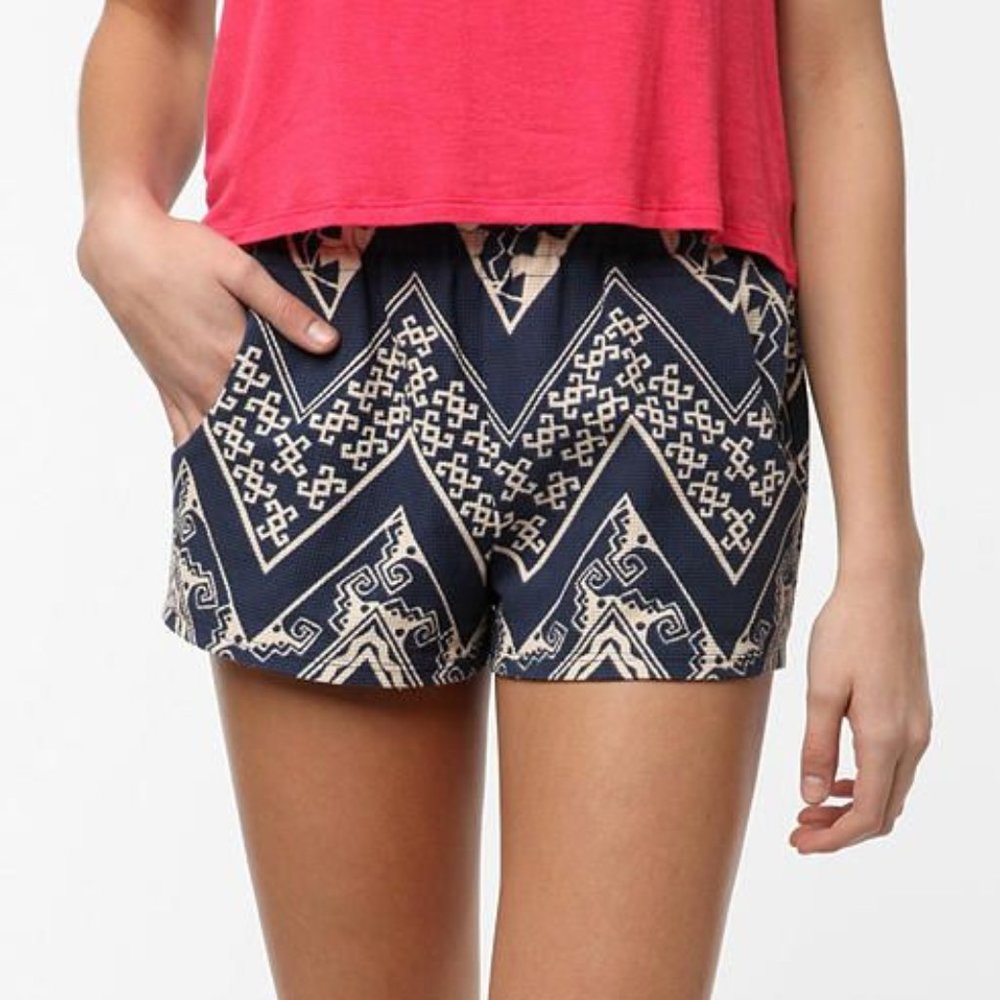 Navy Aztec Print Runner Shorts